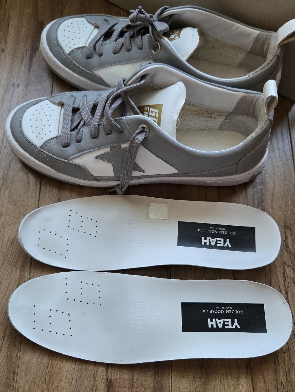 Golden Goose Grey Yeah /White Leather Upper Sneaker Box LabelGolden Goose 41, 10 - Picture 3 of 4